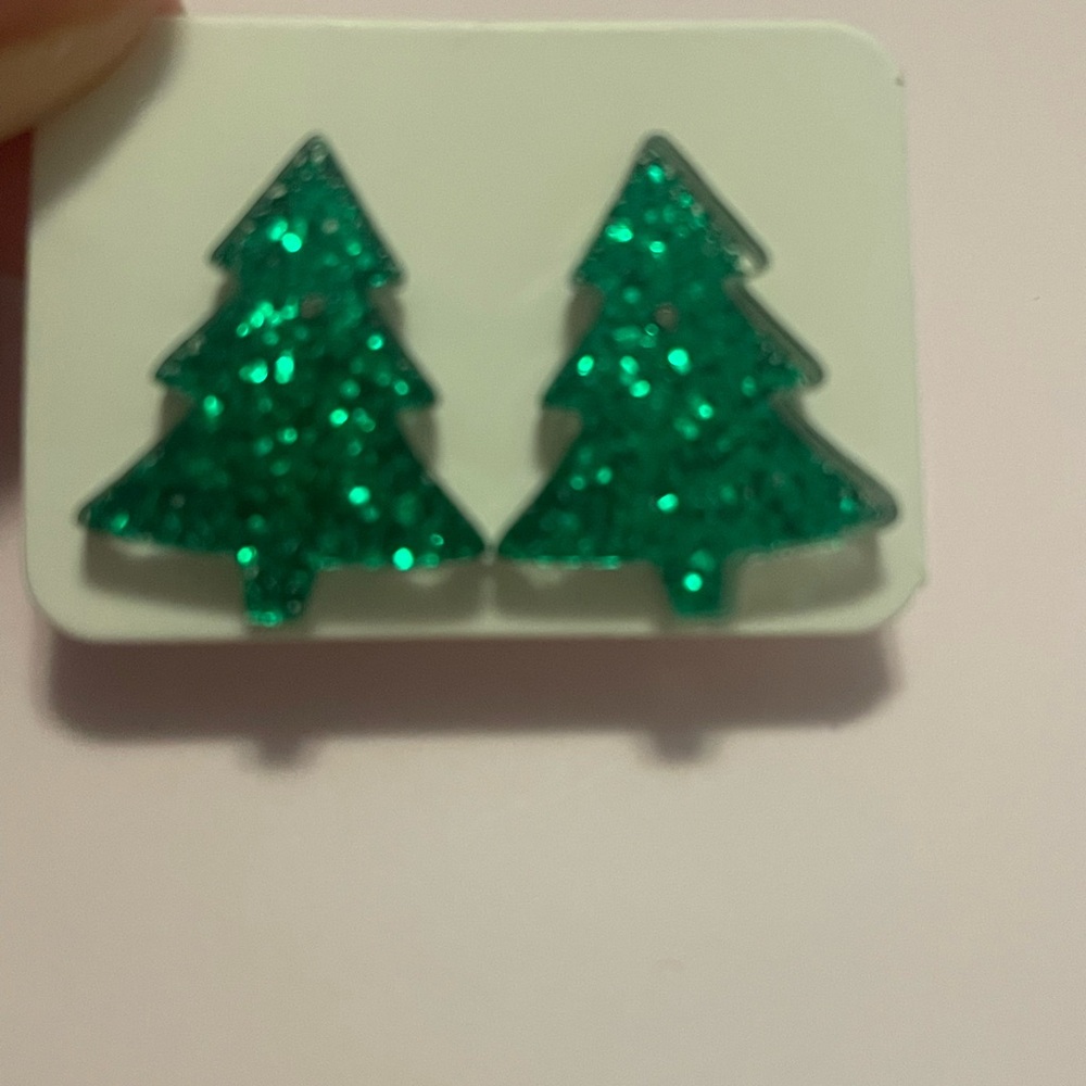 Glitter Christmas Tree Earrings